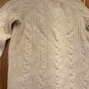 Vince Cableknit Sweater Merino Wool Cashmere Viscous oversized XS Sequins